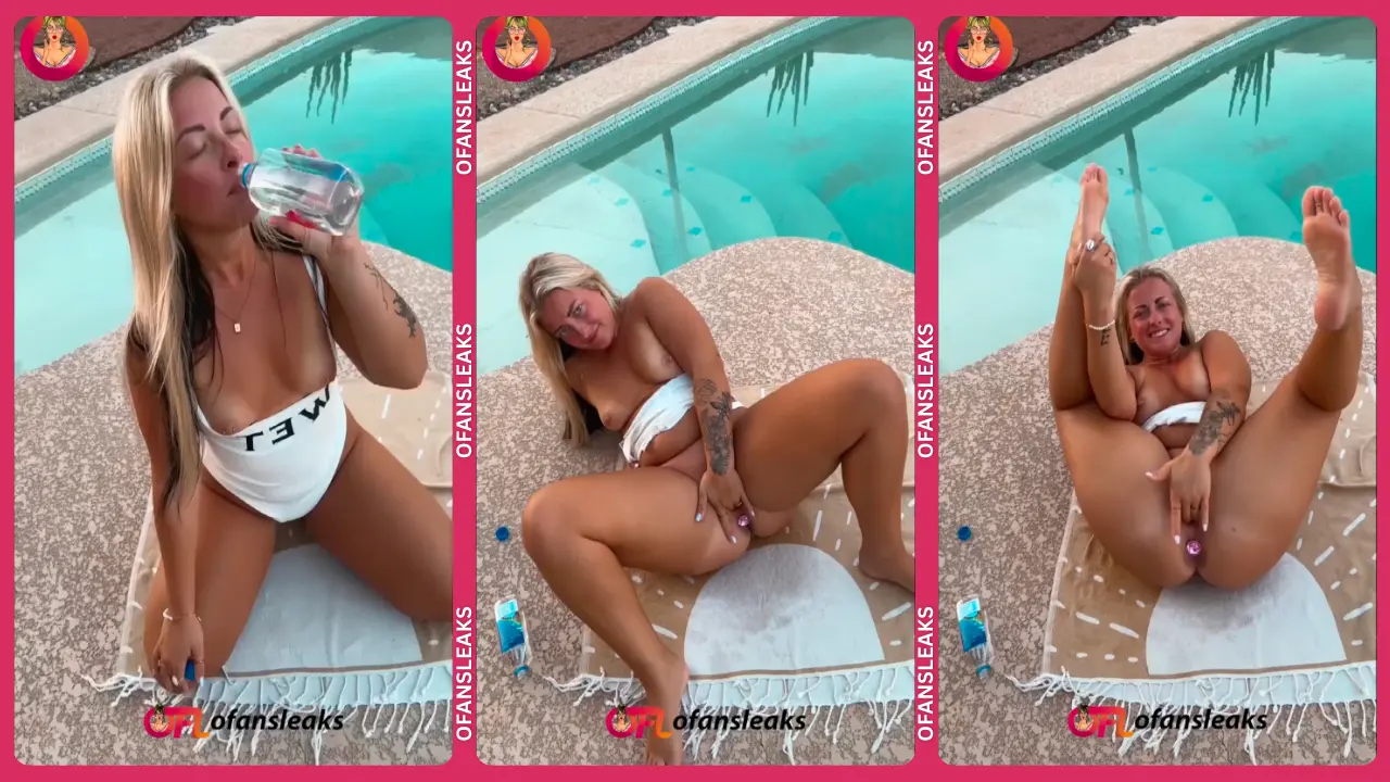 Zonamaeee Masturbating on Pool Side with Fingers Sunlit Solo